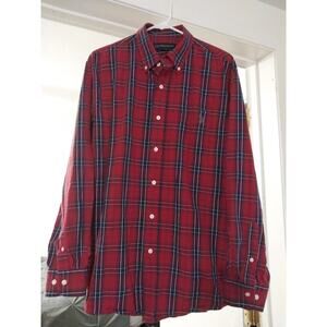 Us Polo Assn Mens Size XL Red Blue White Plaid Long Sleeve Button Up Shirt